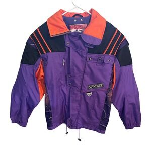 Vtg Spyder Ski  Snowboard Jacket  Purple Orange Colorblock Spiderweb 90s Men's